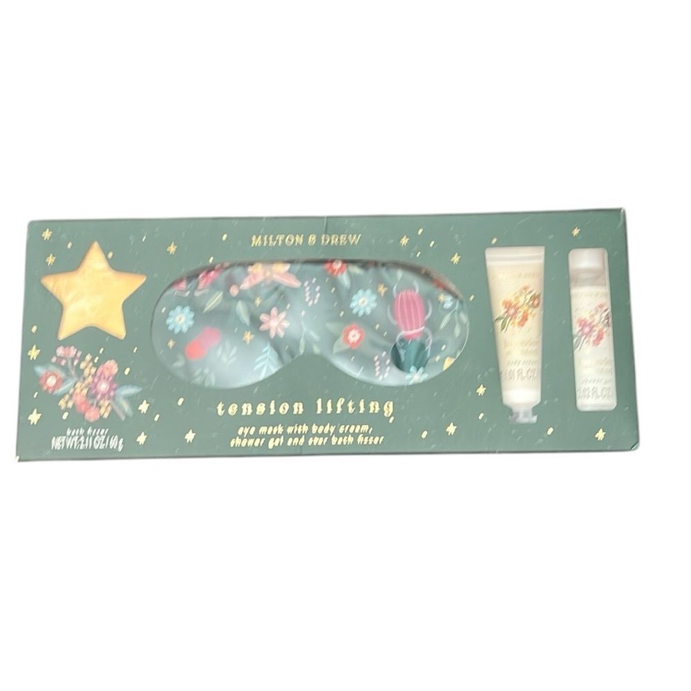 Milton & Drew Floral Bath & Body Set bath fizzer body lotion shower gel mask NIB